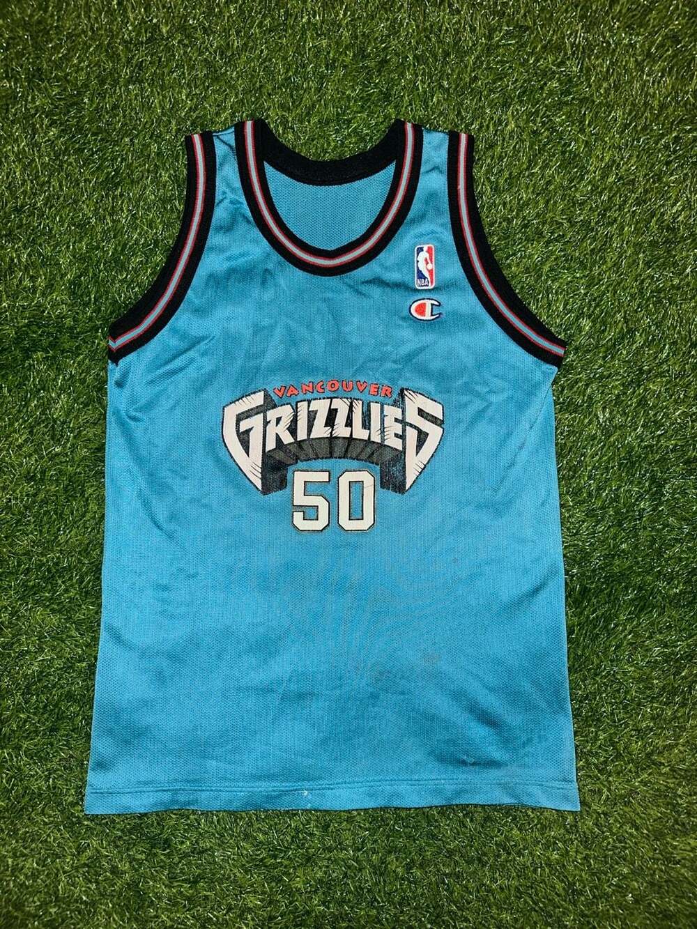 Champion Vancouver Grizzlies 50 Basketball Jersey Teal size youth L